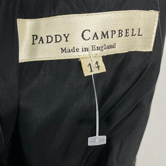 PADDY CAMPBELL Dress UK 14/US 10 Virgin Wool Geo Print Bow Ruched Lined - Picture 4 of 11